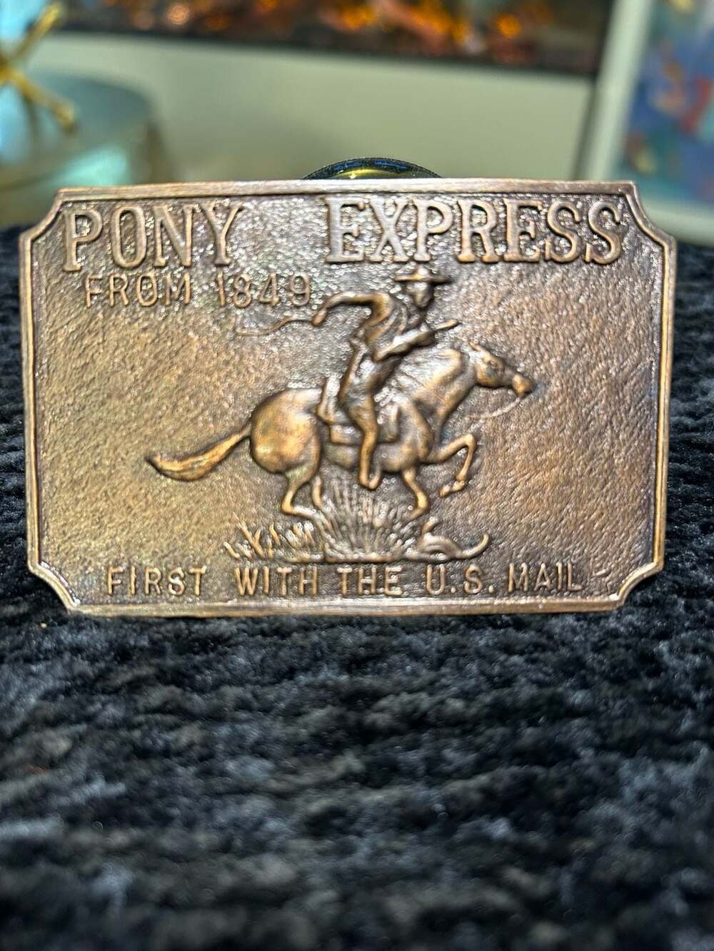 Vintage Pony Express First with the US Mail Belt Buckle